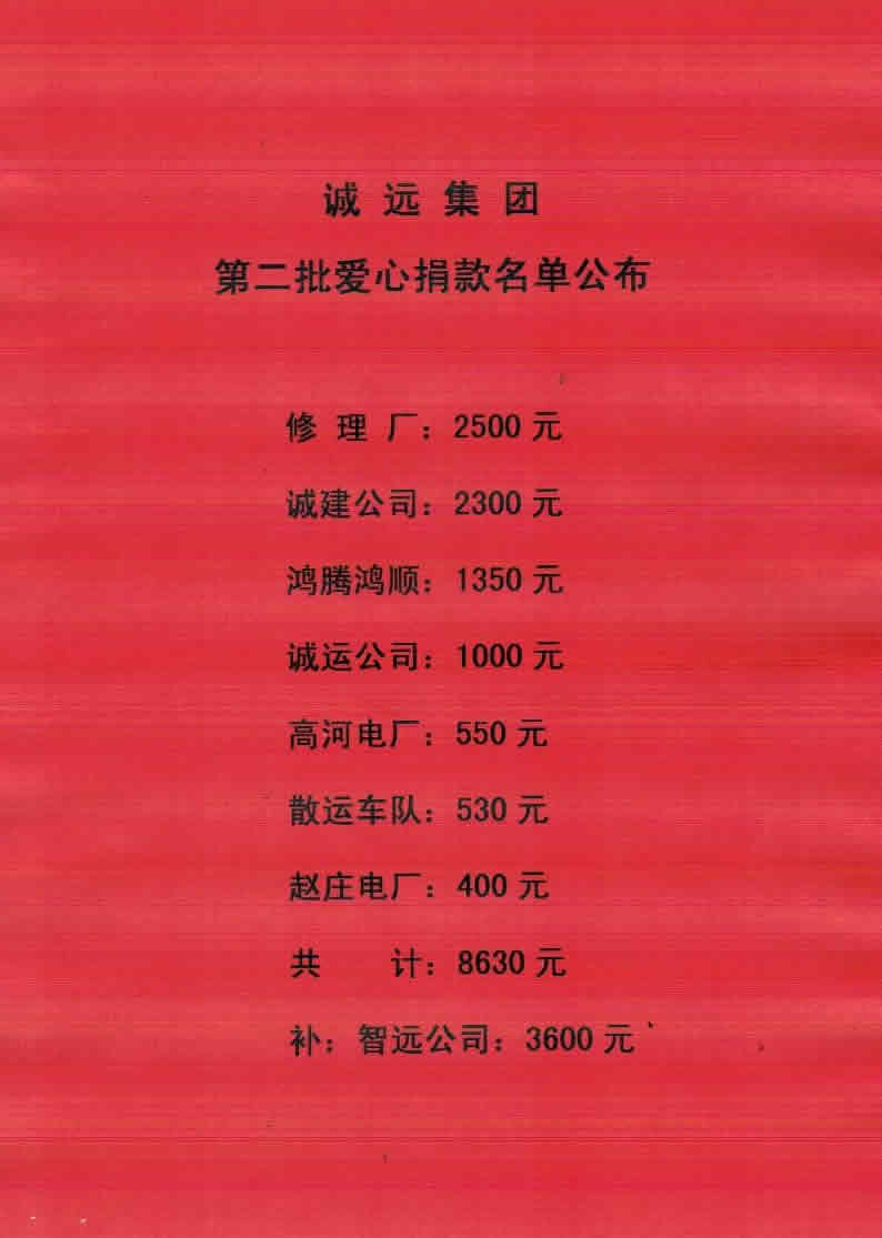 誠遠(yuǎn)集團(tuán)批捐款名單